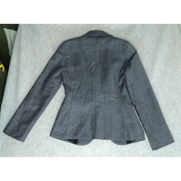 VTG OF Benetton Wool Tweed Blazer Gray Plaid Shoulder Pads Women's Italy 38 US 4 - Picture 5 of 11